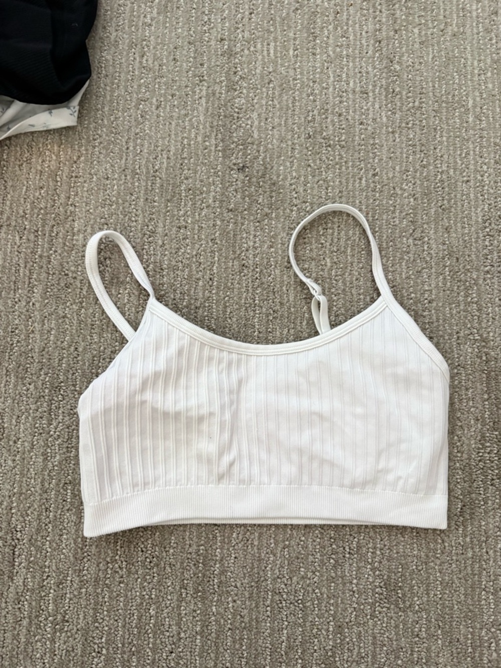 AERIE White Ribbed Crop Bralette Top